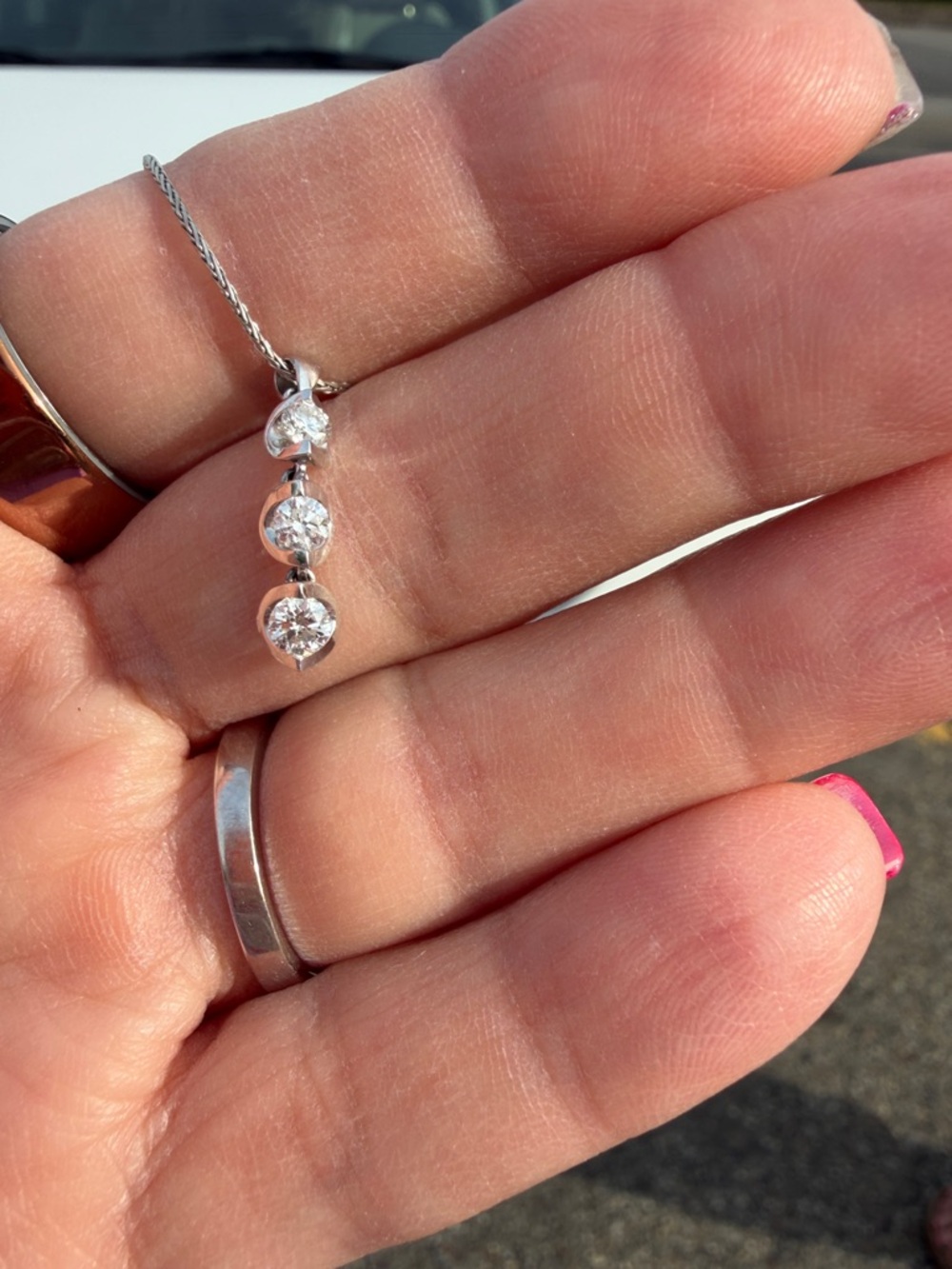Canadian Diamond Pendant Three-Stone 14k White Gold